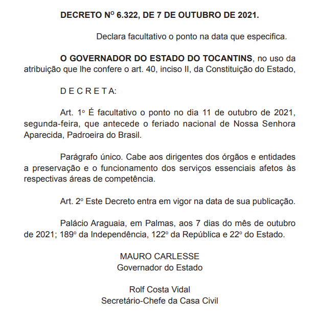 Decreto do Governo do Tocantins 